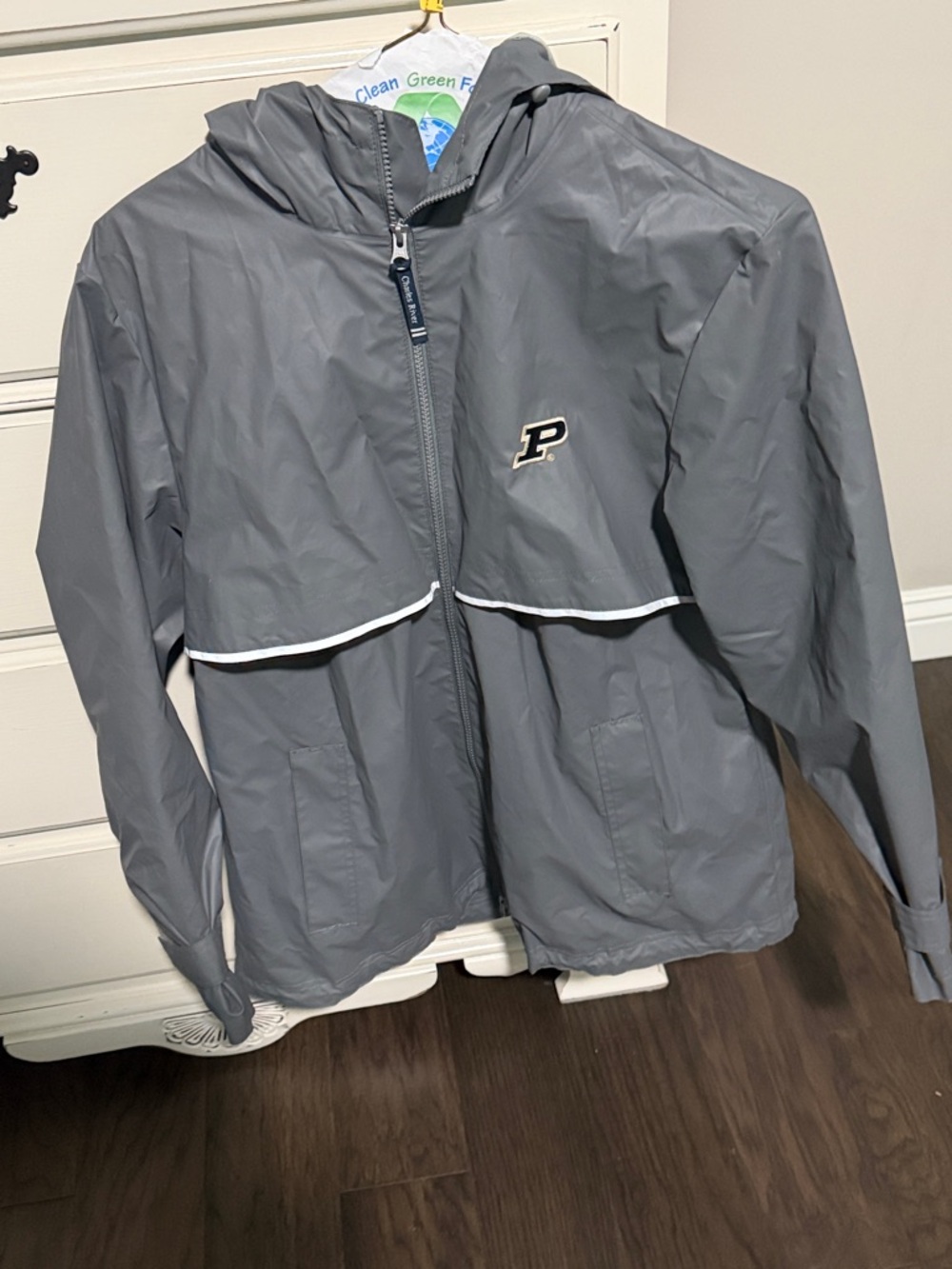 Charles River Apparel Gray Hooded Windbreaker Jacket